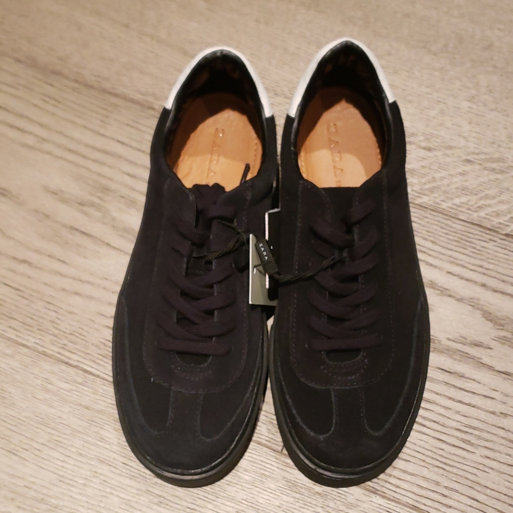 Zara TRF black leather sneakers